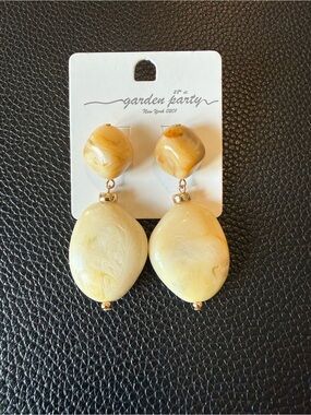 Garden Party Cream Swirl Drop Earrings - Cream Resin Dangles
